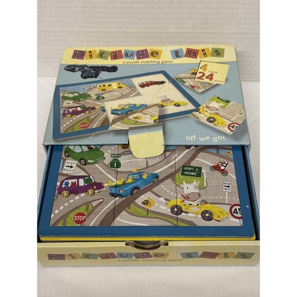 Mudpuppy Picture This Puzzle Matching Game -4 Boards 24 Pieces Complete Set - Picture 2 of 14